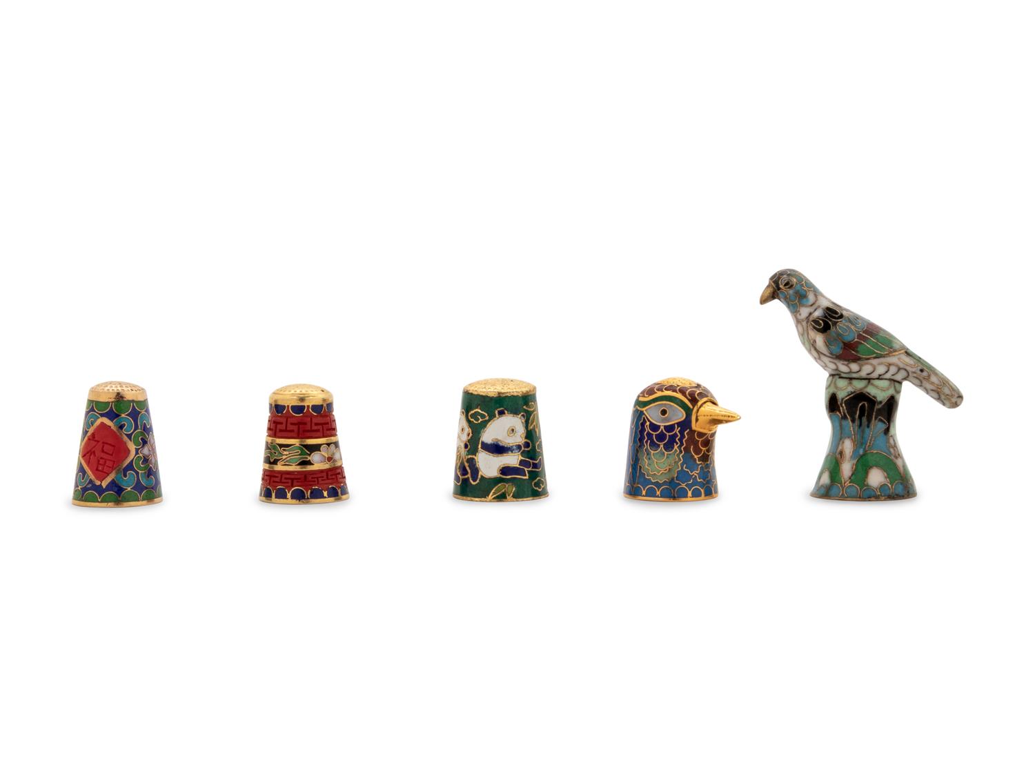 Nine Cloisonné Thimbles