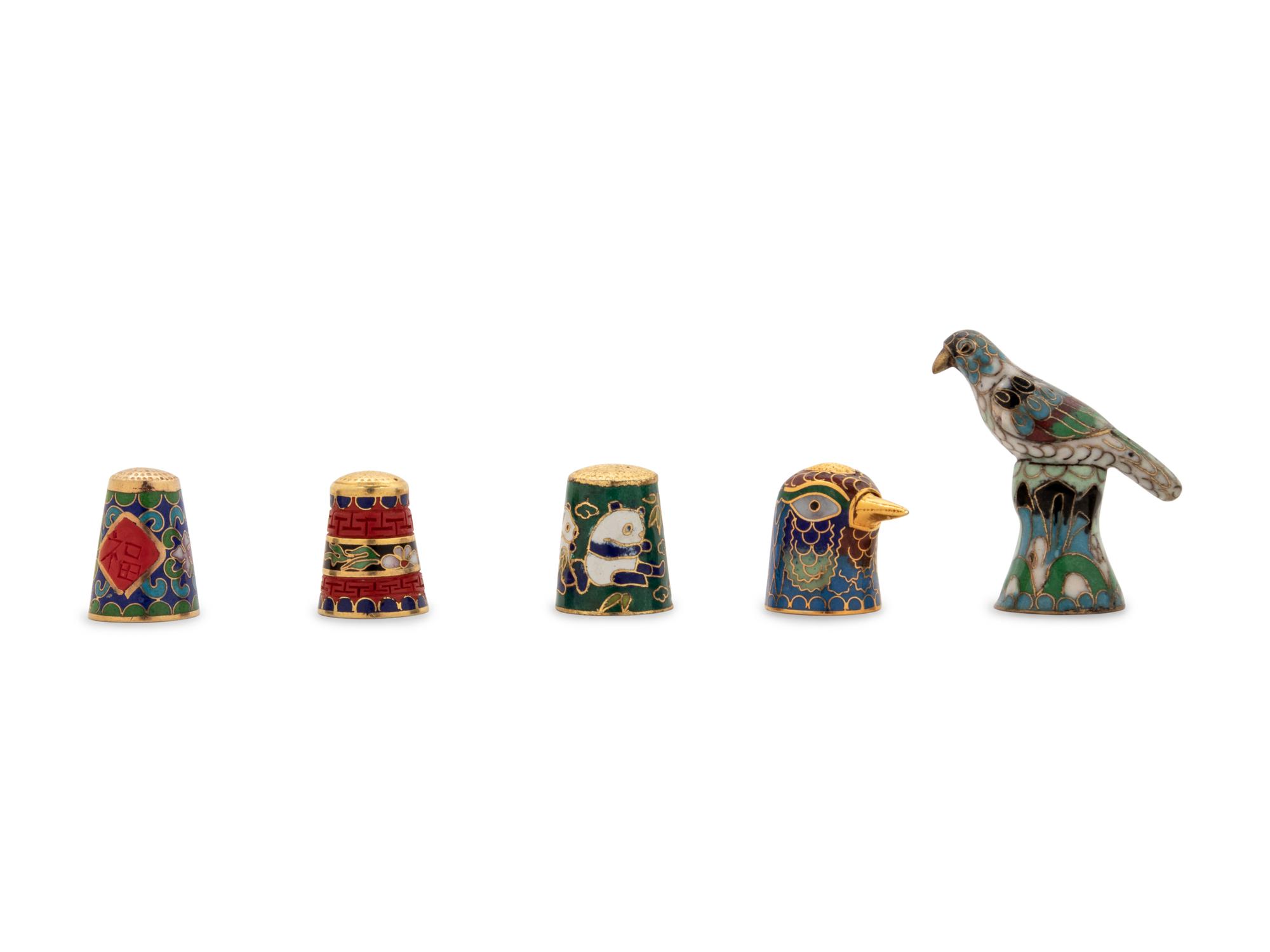 Nine Cloisonné Thimbles