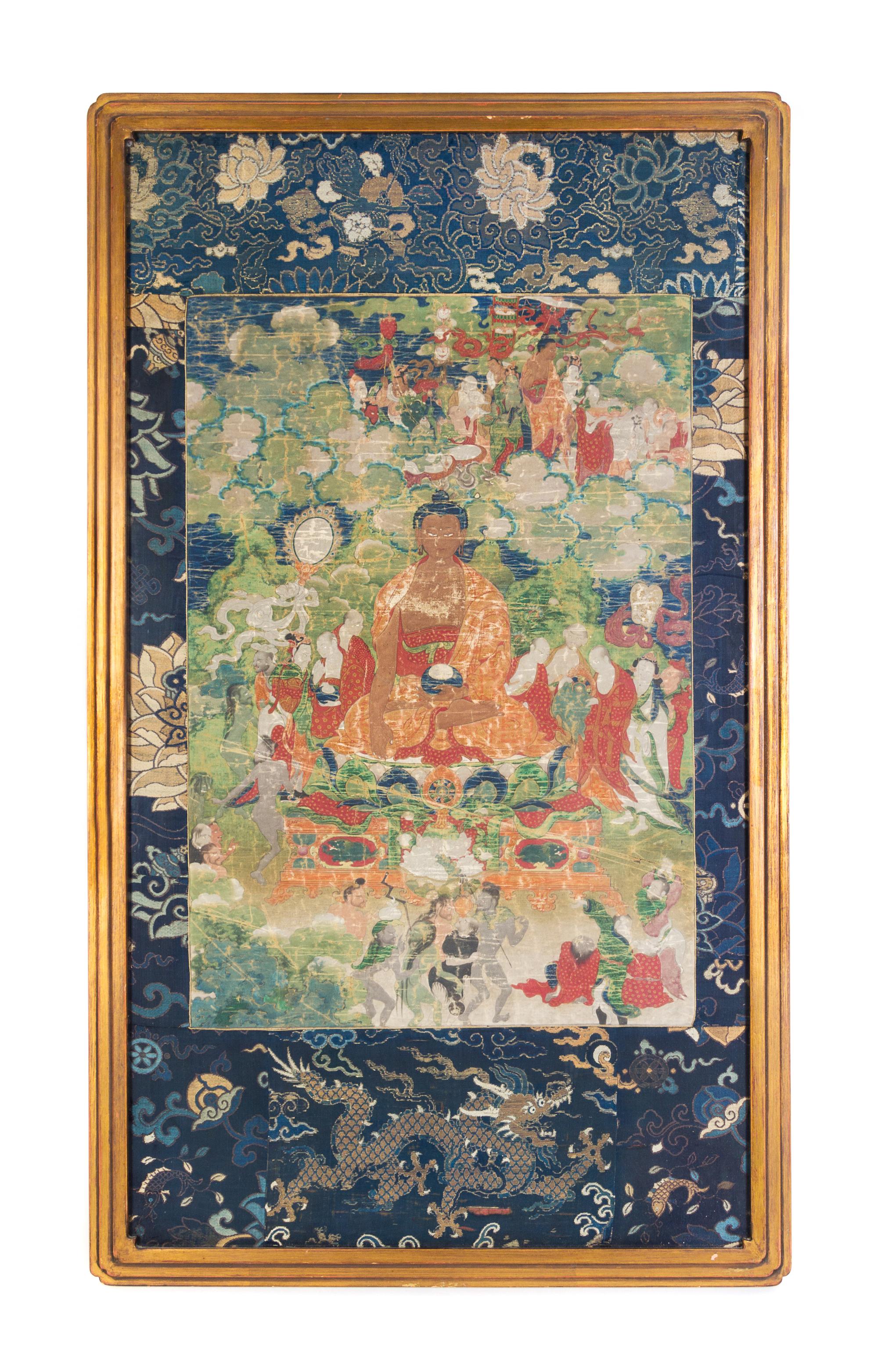 A Tibetan Thangka 39 1/2 x 22 1/8 inches (image). — 18TH/19TH CENTURY