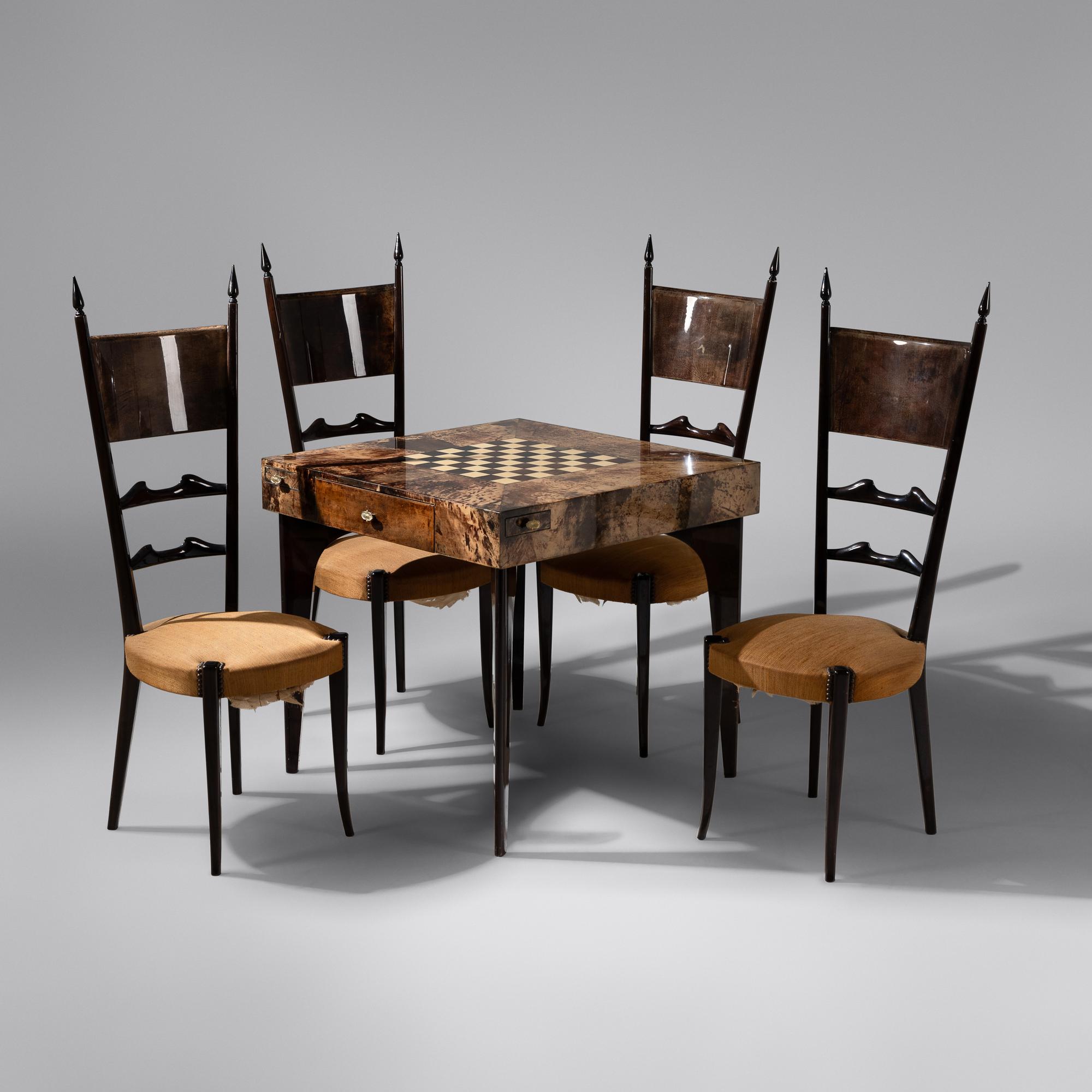Games table and four chairs, c. 1960 Italy
