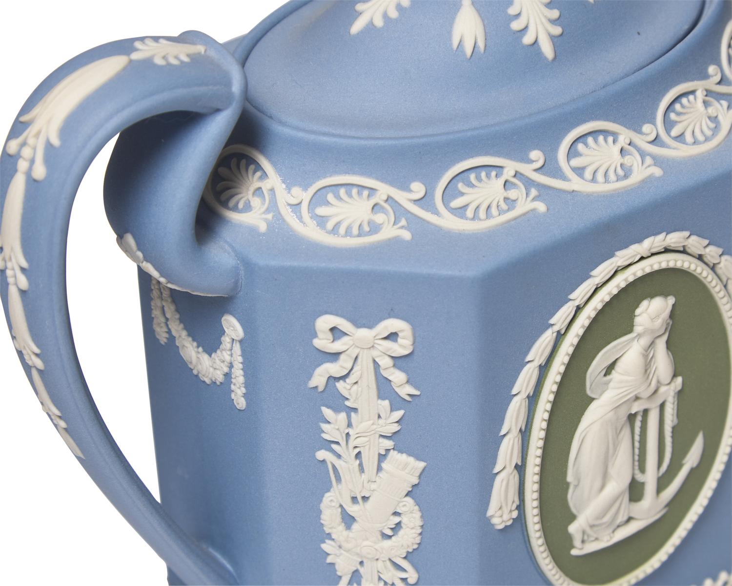 A Wedgwood Blue and Green Dip Jasperware Tea Service
