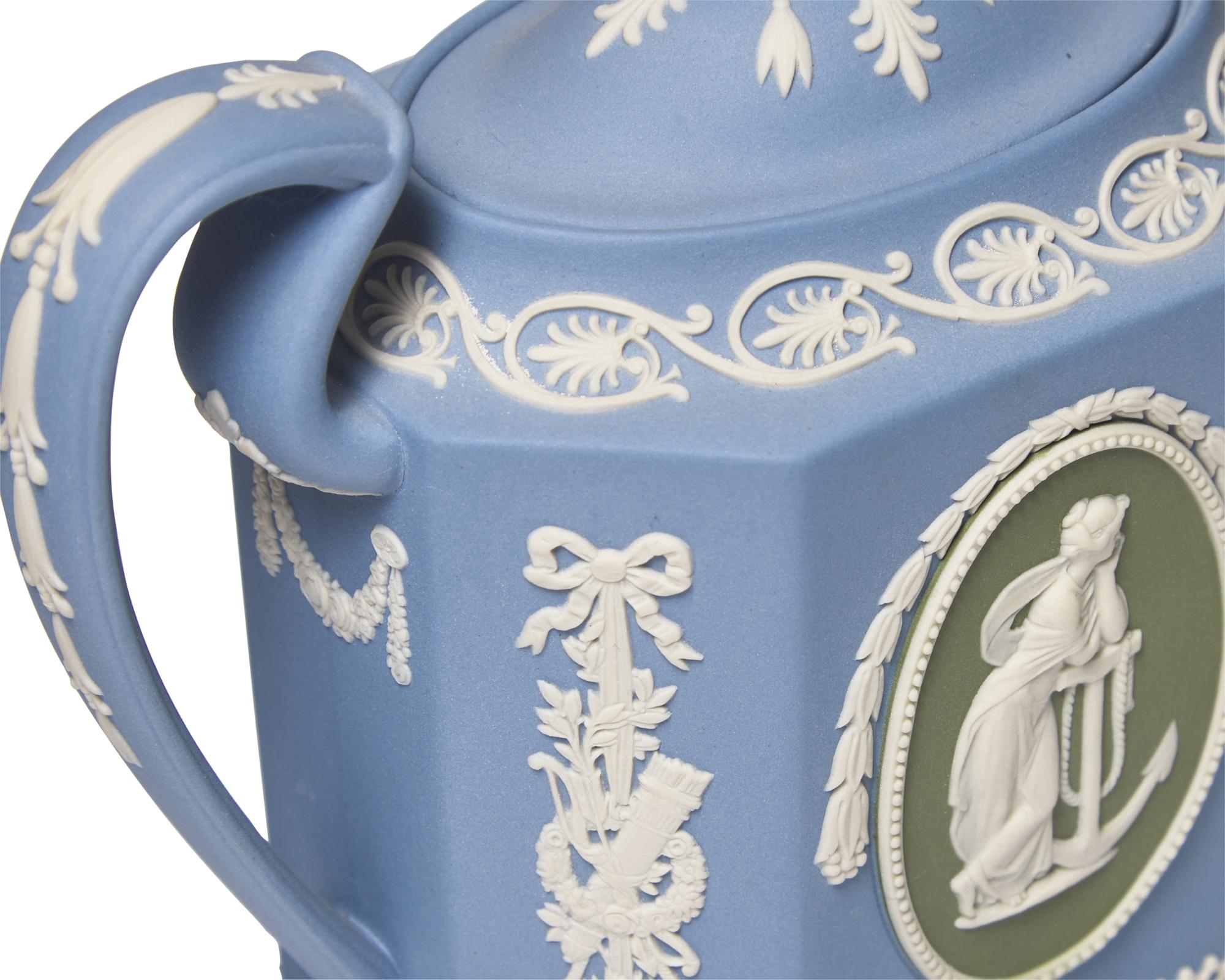 A Wedgwood Blue and Green Dip Jasperware Tea Service