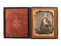 [MILITARIA]. A group of 2 daguerreotypes of militiamen, comprising: