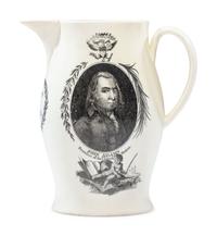 A Liverpool Transfer-Printed Creamware 'John Adams' Pitcher