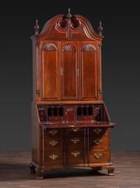 A Kindel Chippendale Revival Shell-and-Block Front Desk-and-Bookcase