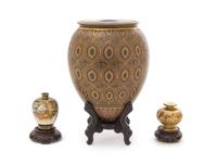 Three Satsuma Vases Height of largest 6 1/2 inches.