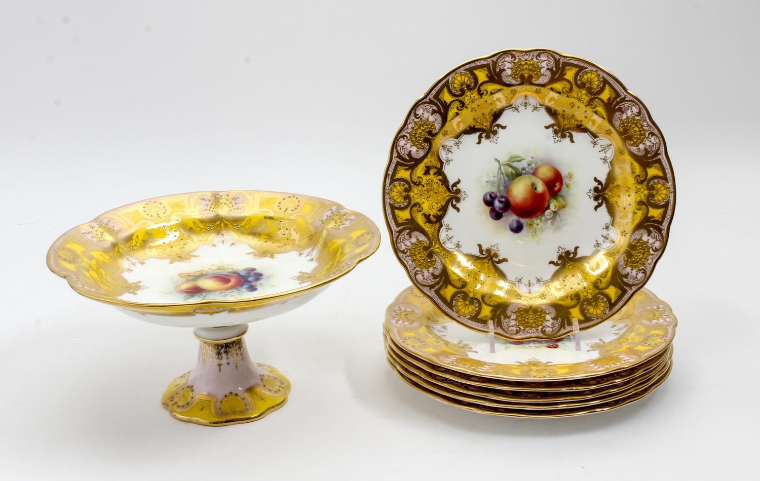 A Royal Worcester Partial Dessert Service, Price Diameter of compote 9 3/4 inches. — EARLY 20TH CENTURY