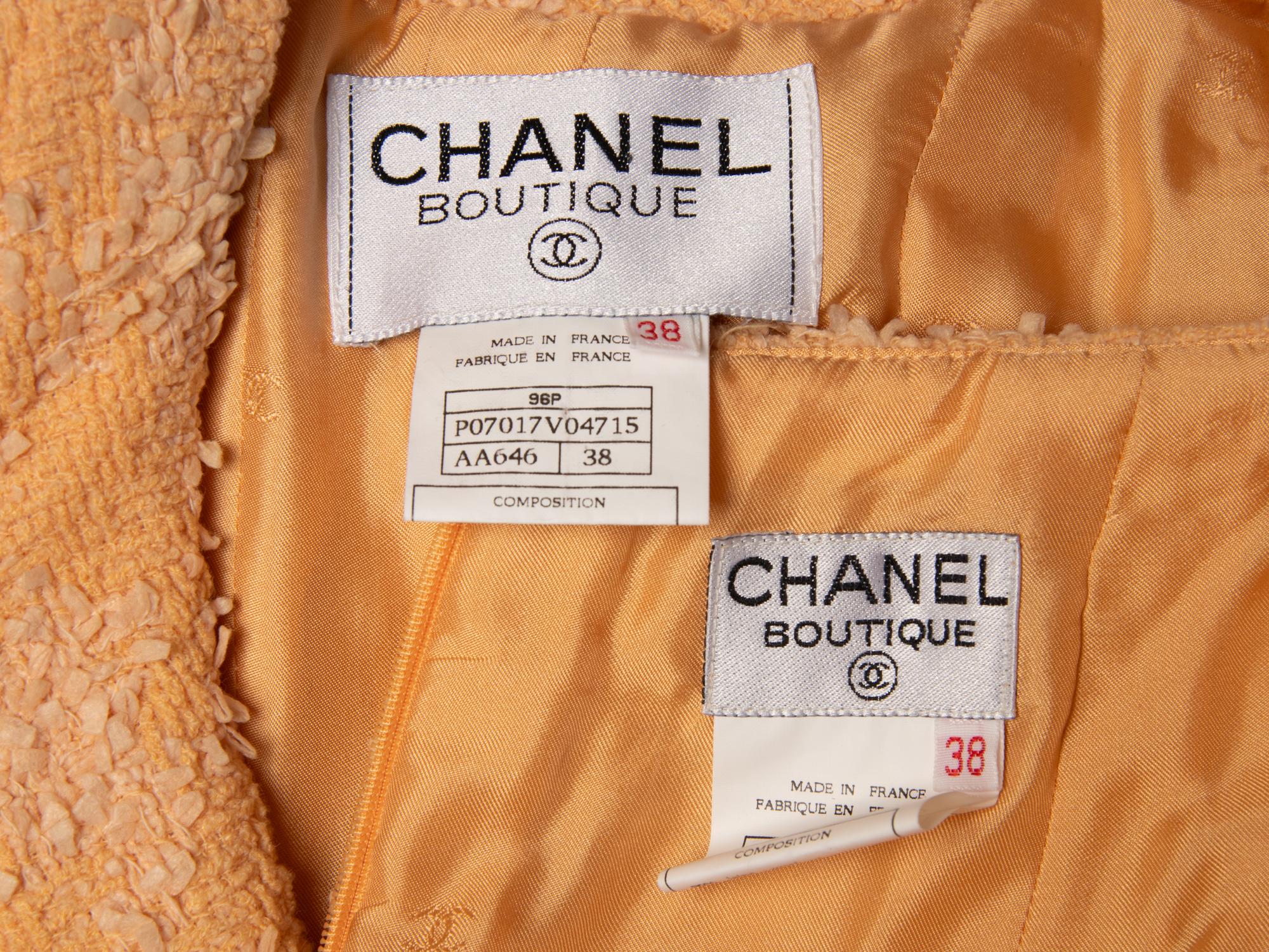 CHANEL, PEACH TWEED SKIRT SUIT