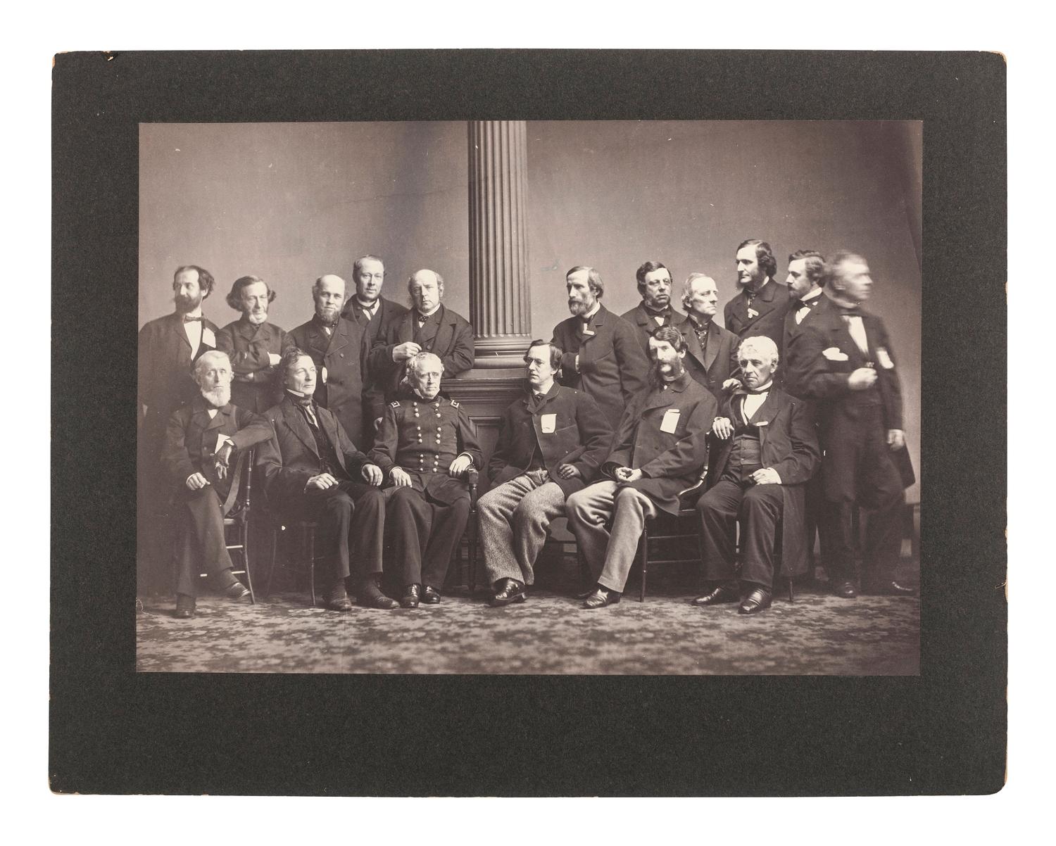Civil War -- Sanitary Commission BRADY, Mathew (1822-1896). Mammoth salt print of the Commissioners of the New York Sanitary Fair, 1864.
