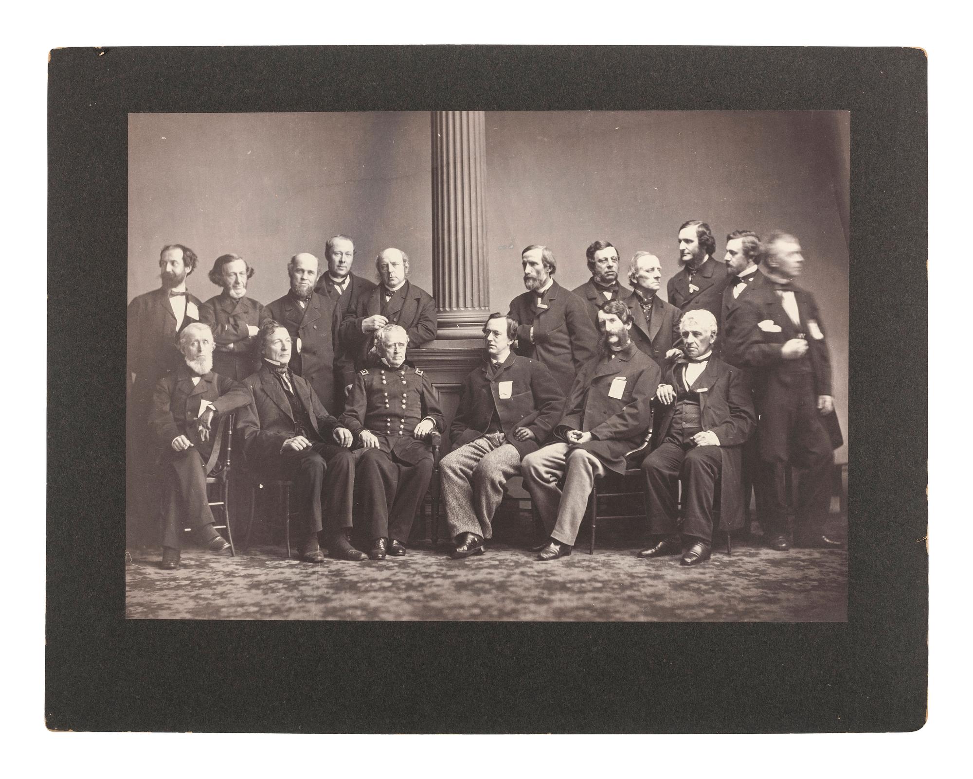 Civil War -- Sanitary Commission BRADY, Mathew (1822-1896). Mammoth salt print of the Commissioners of the New York Sanitary Fair, 1864.