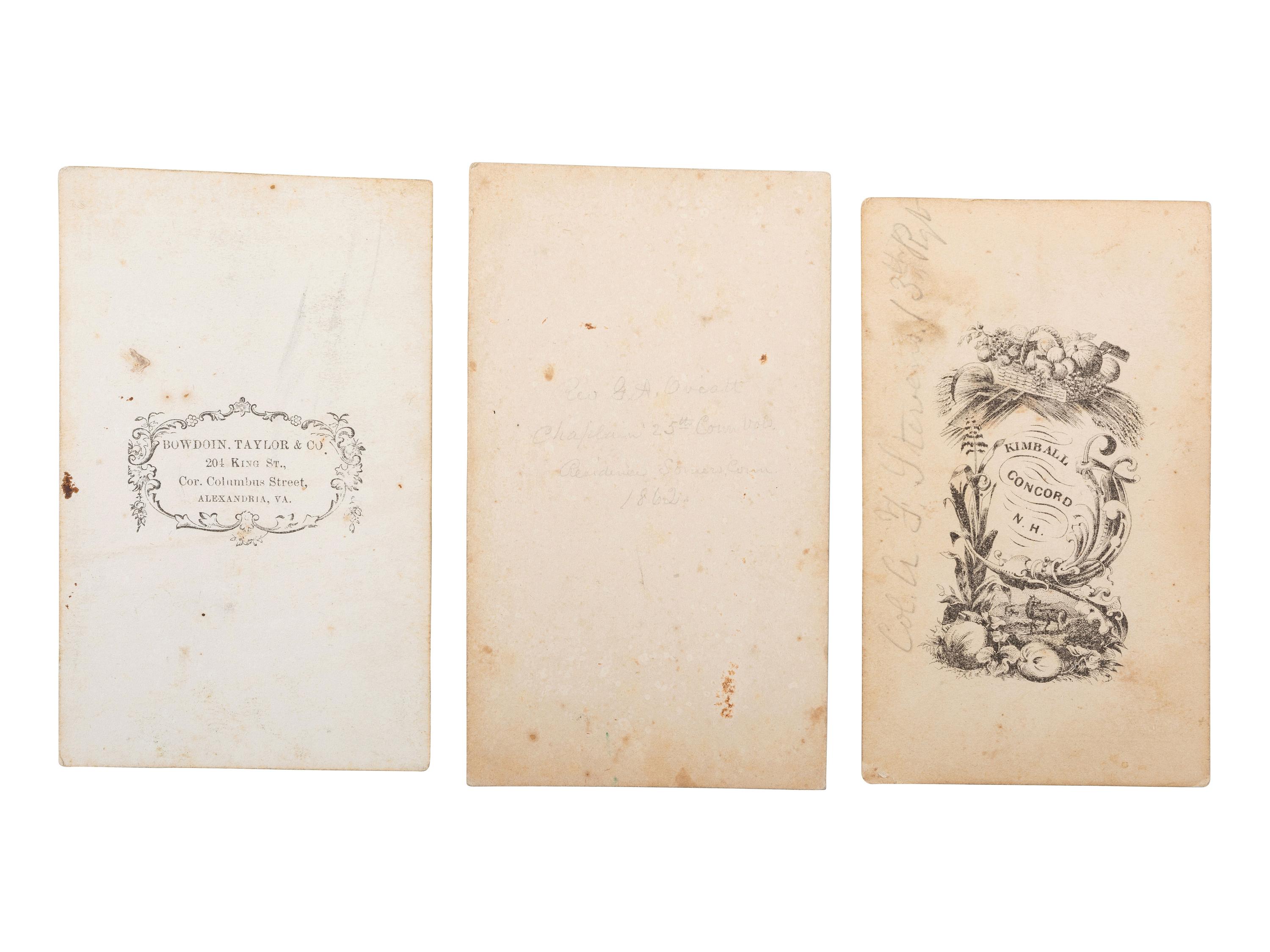 [CIVIL WAR]. CDV album containing 3 portraits of soldiers, highlighted by studio portrait of Brevet Brigadier General and Congressman Aaron Fletcher Stevens, including: