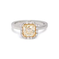 FANCY INTENSE YELLOW DIAMOND AND DIAMOND RING