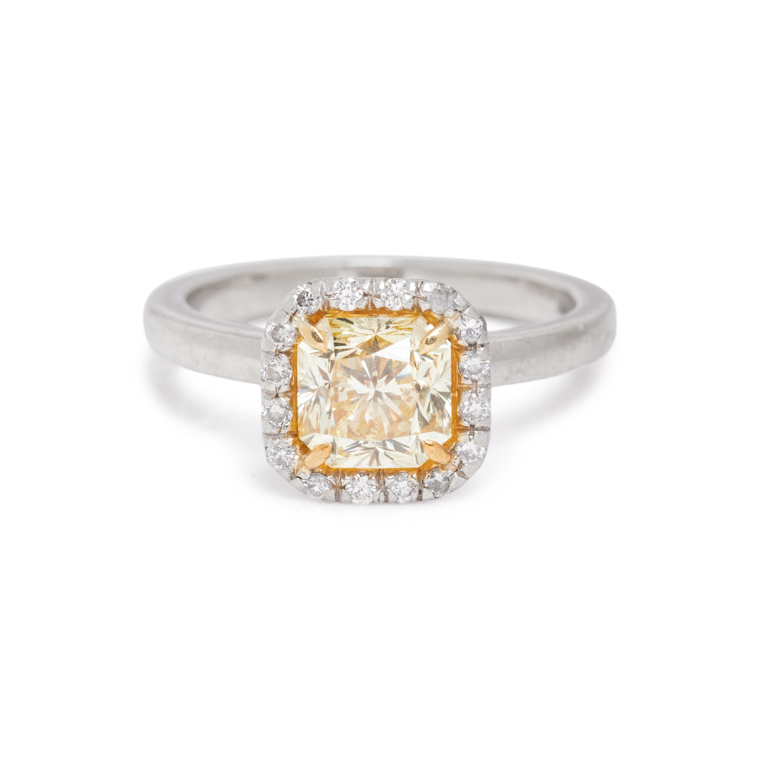 FANCY INTENSE YELLOW DIAMOND AND DIAMOND RING