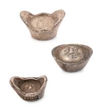 Five Chinese Silver Ingots and Eight Chinese Silver Coins