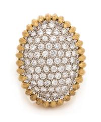An 18 Karat Bicolor Gold and Diamond Ring, Italian, 15.70 dwts.