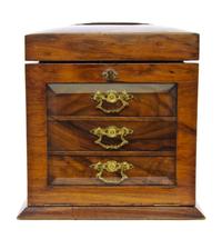 A Regency Gilt Metal Mounted Calamander Jewelry Box, Height 9 1/2 inches.
