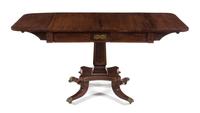 A Regency Brass Inlaid Sofa Table Height 28 1/4 x width 35 1/2 inches (closed). — 19TH CENTURY
