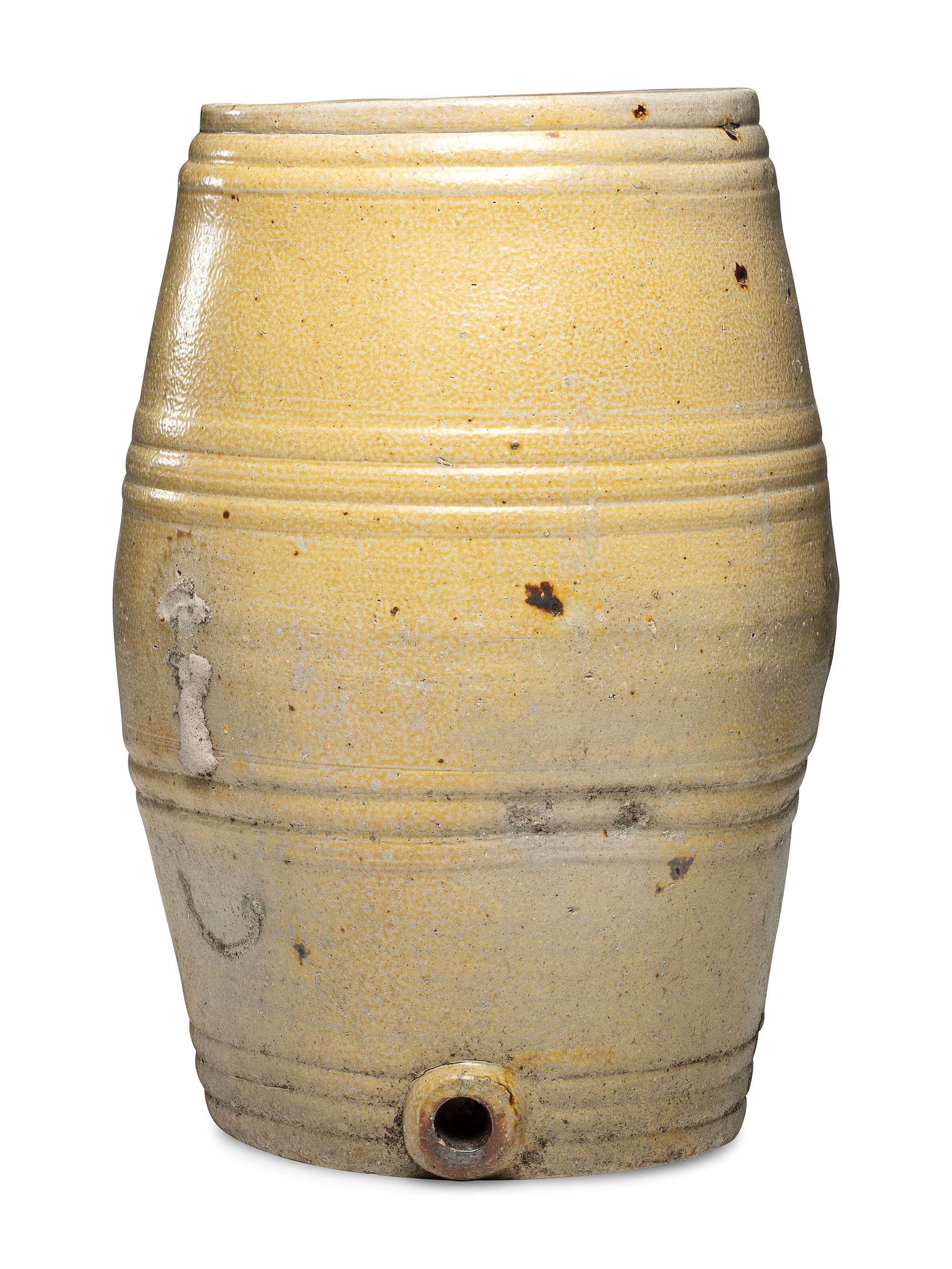 An Eight-Gallon Molded Stoneware Cask or Cooler