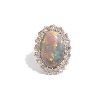 ANTIQUE, OPAL AND DIAMOND RING