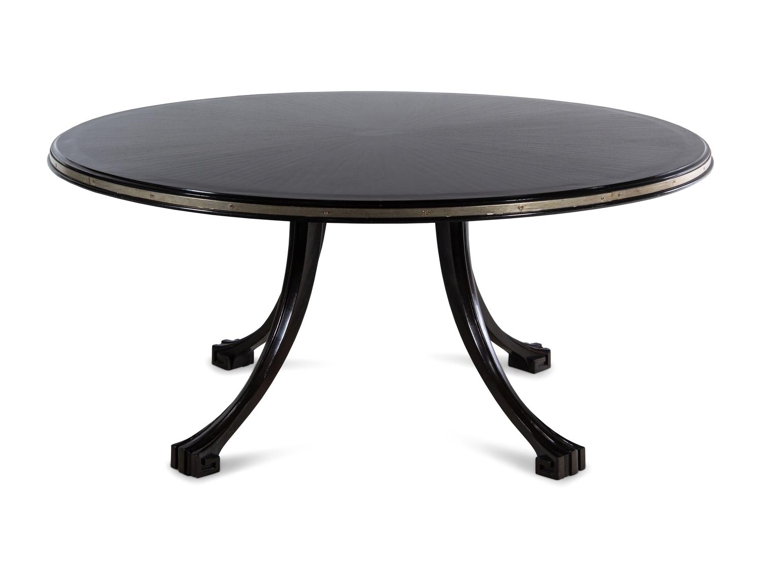 A Contemporary Steel-Banded Stained Mahogany Dining Table