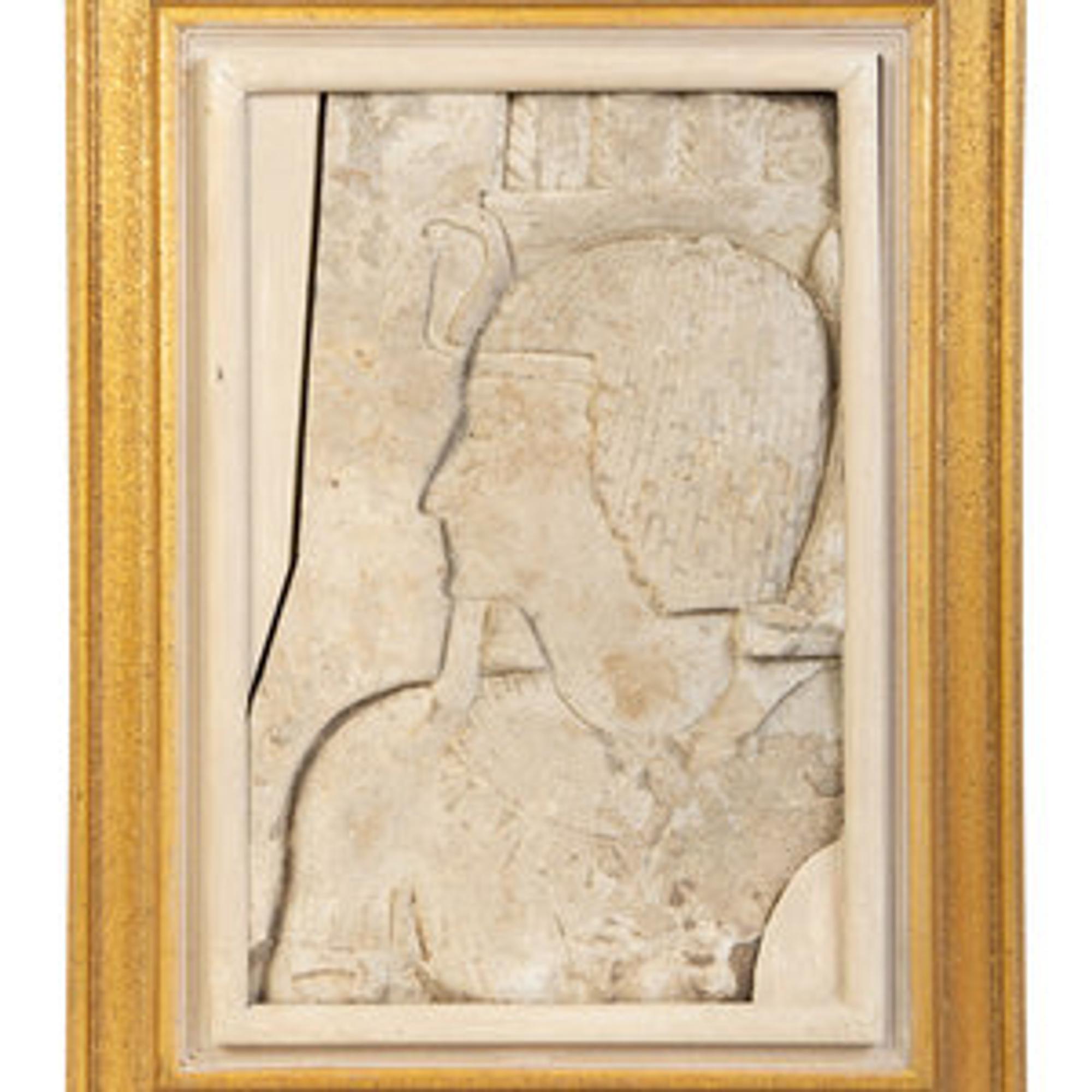 An Egyptian Limestone Carved Relief Profile of a Man — 20TH CENTURY