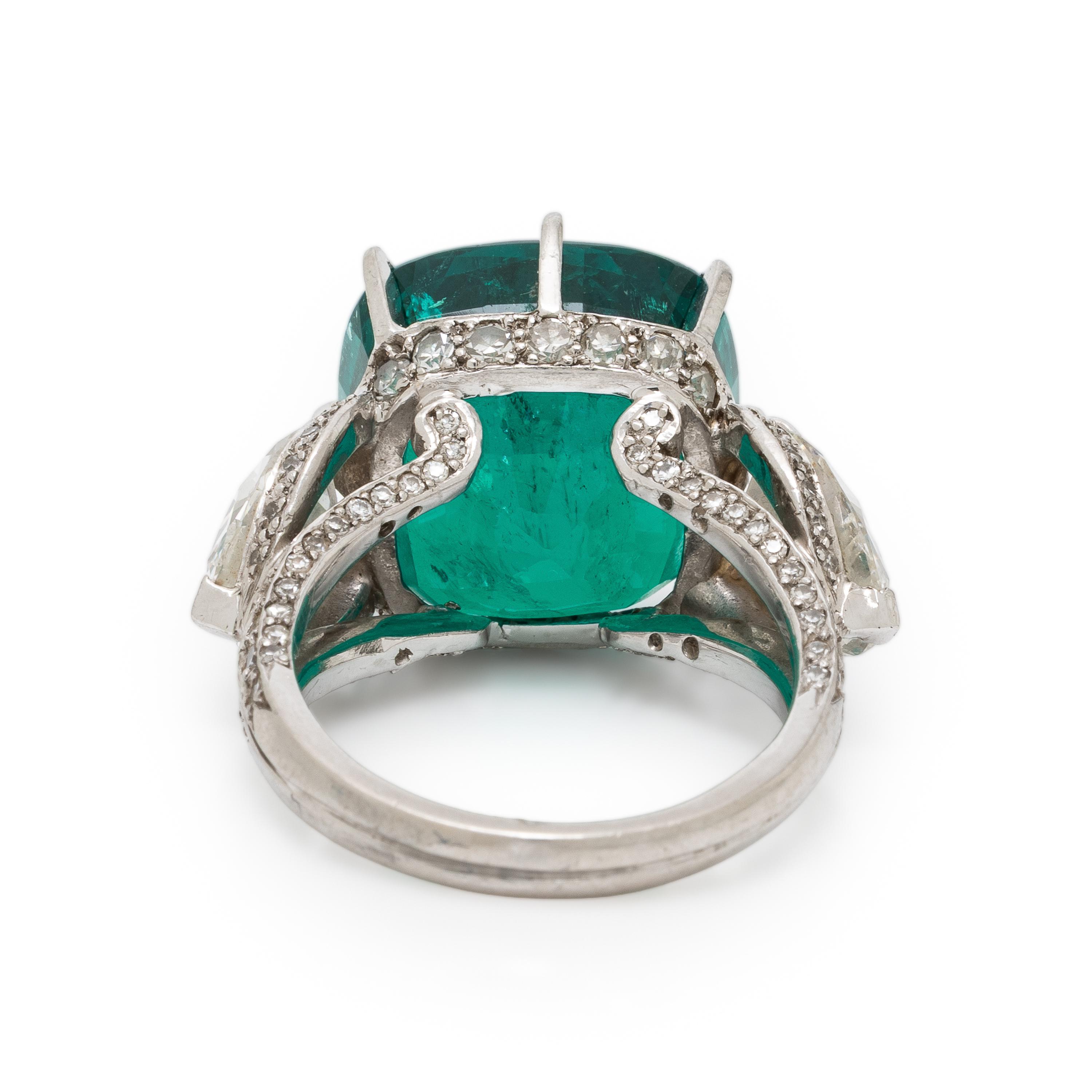 Colombian Emerald, Diamond, and Platinum Ring