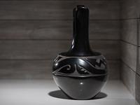 Carved Blackware Pottery Wedding Vase