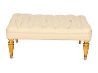 A Louis XVI Style Giltwood and Button Tufted Upholstered Ottoman