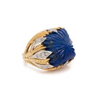 CARVED LAPIS LAZULI AND DIAMOND RING
