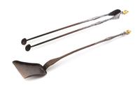 A Pair of French Gilt Bronze and Steel Fire Tools Length of shovel 27 inches. — 18TH/19TH CENTURY