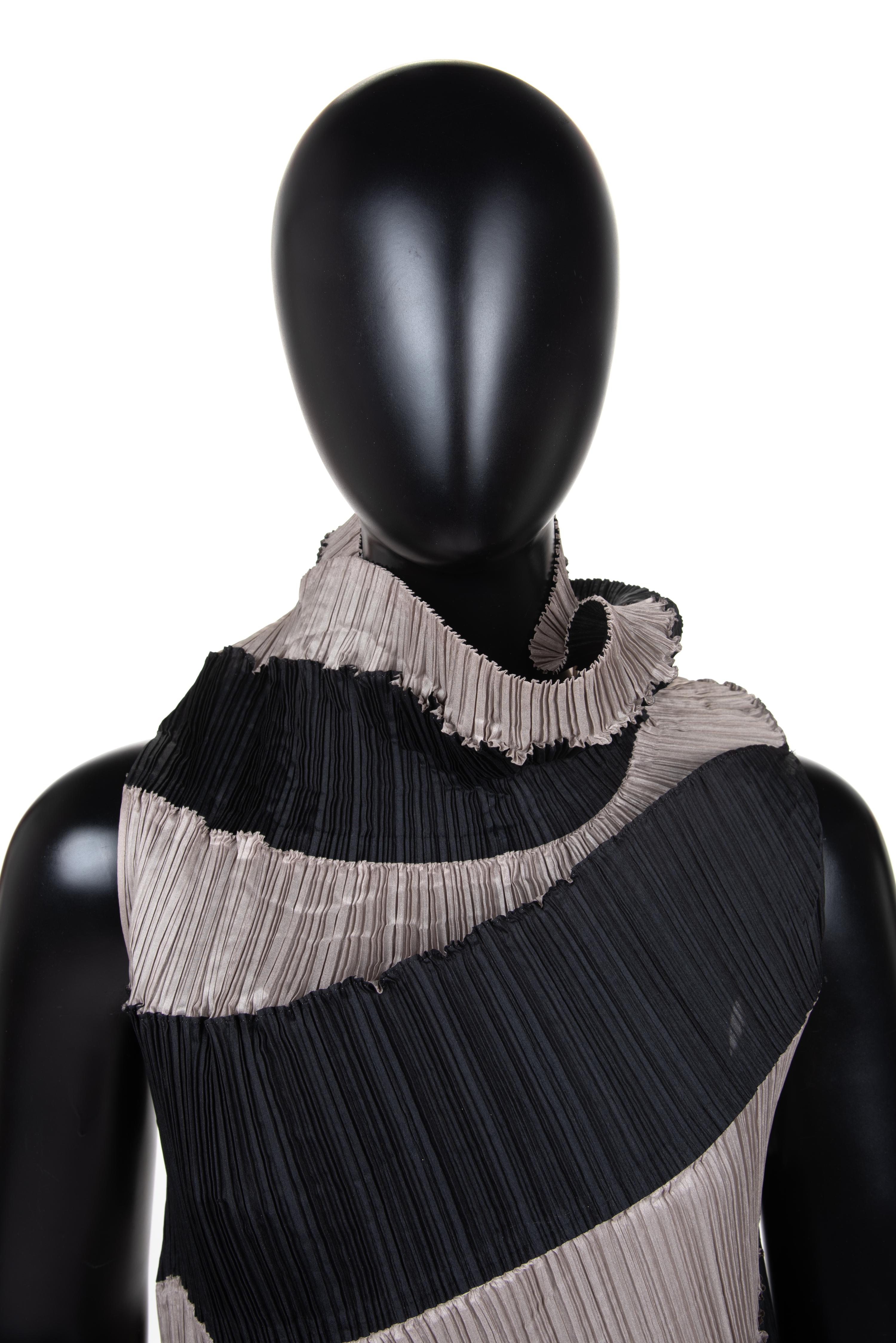 Issey Miyake Pleated Two-Tone Sleeveless Dress