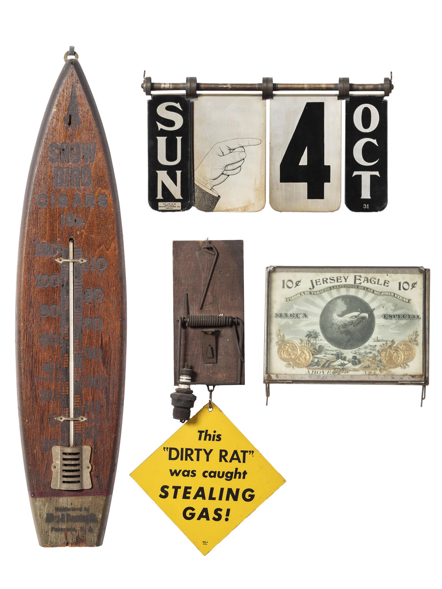 Three General Store Advertising Signs and a Calendar