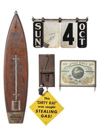 Three General Store Advertising Signs and a Calendar