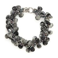 Mish, Grey Cultured Pearl and Tourmalinated Quartz Necklace