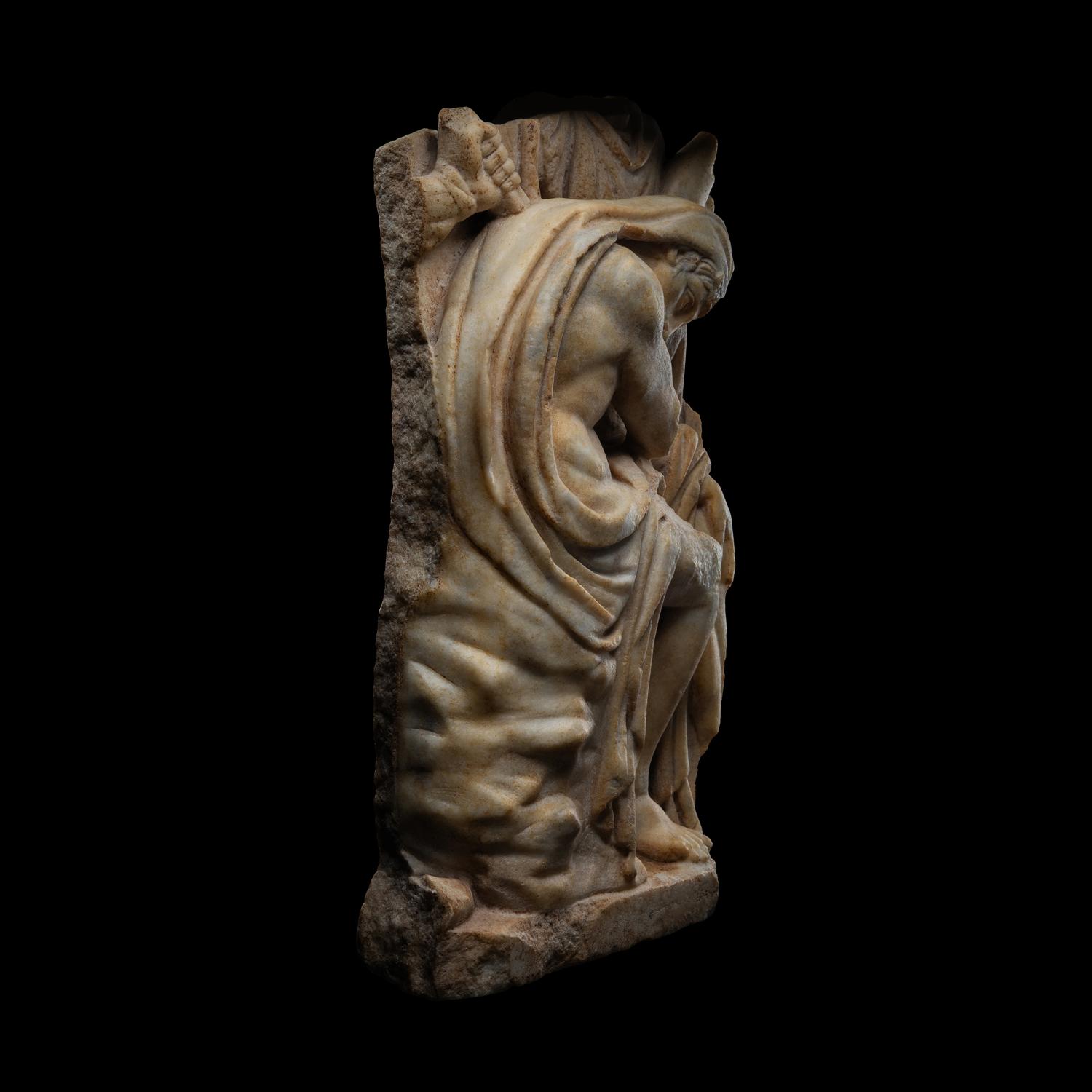 A Roman Marble Sarcophagus Fragment with Prince Orestes