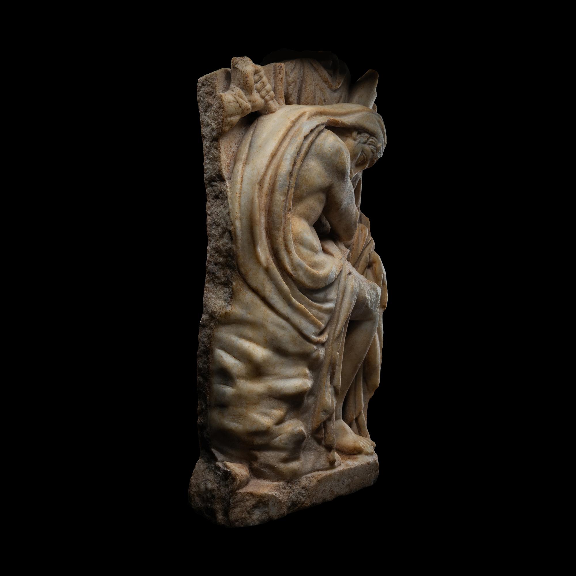 A Roman Marble Sarcophagus Fragment with Prince Orestes