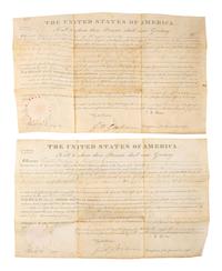 ADAMS, John Quincy (1767-1848). Two documents signed ("J. Q. Adams"), as President.