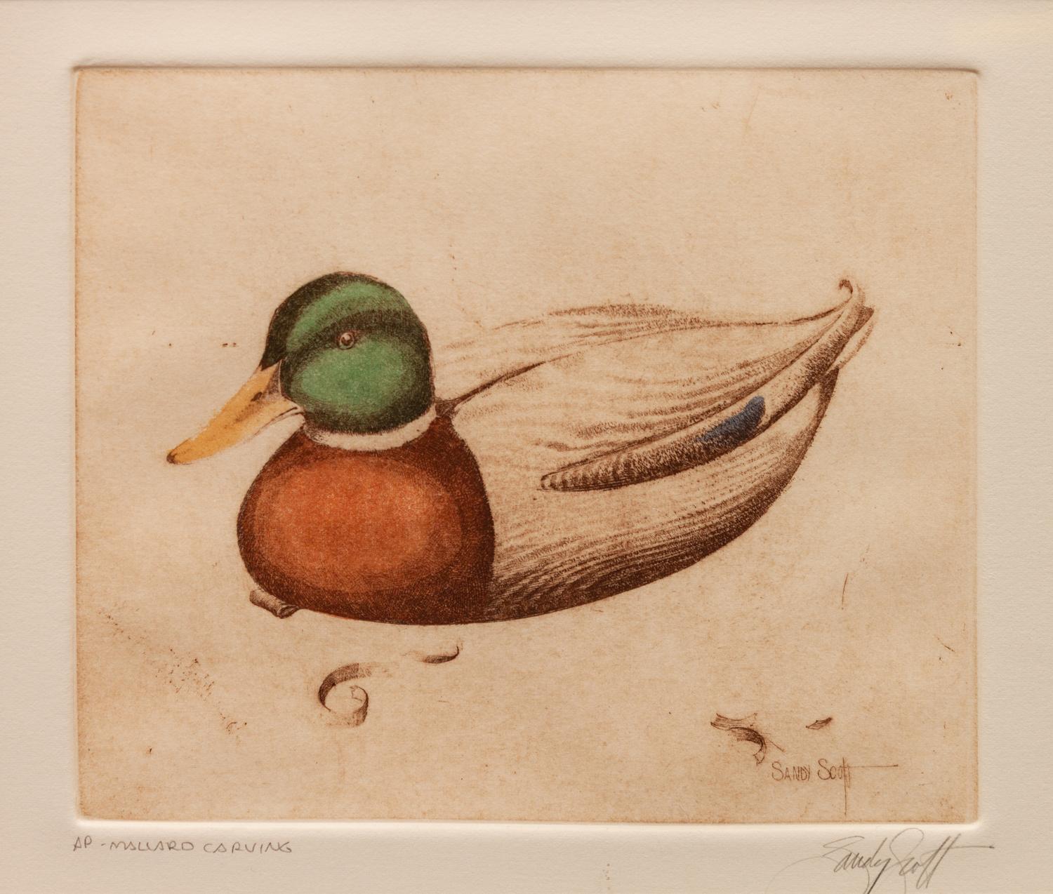 Four Prints: Mallard Decoy , edition 76/100; Mallard Carving , Artist's Proof; Duck Club Relics , edition 39/100; Mason Premier , edition 75/100
