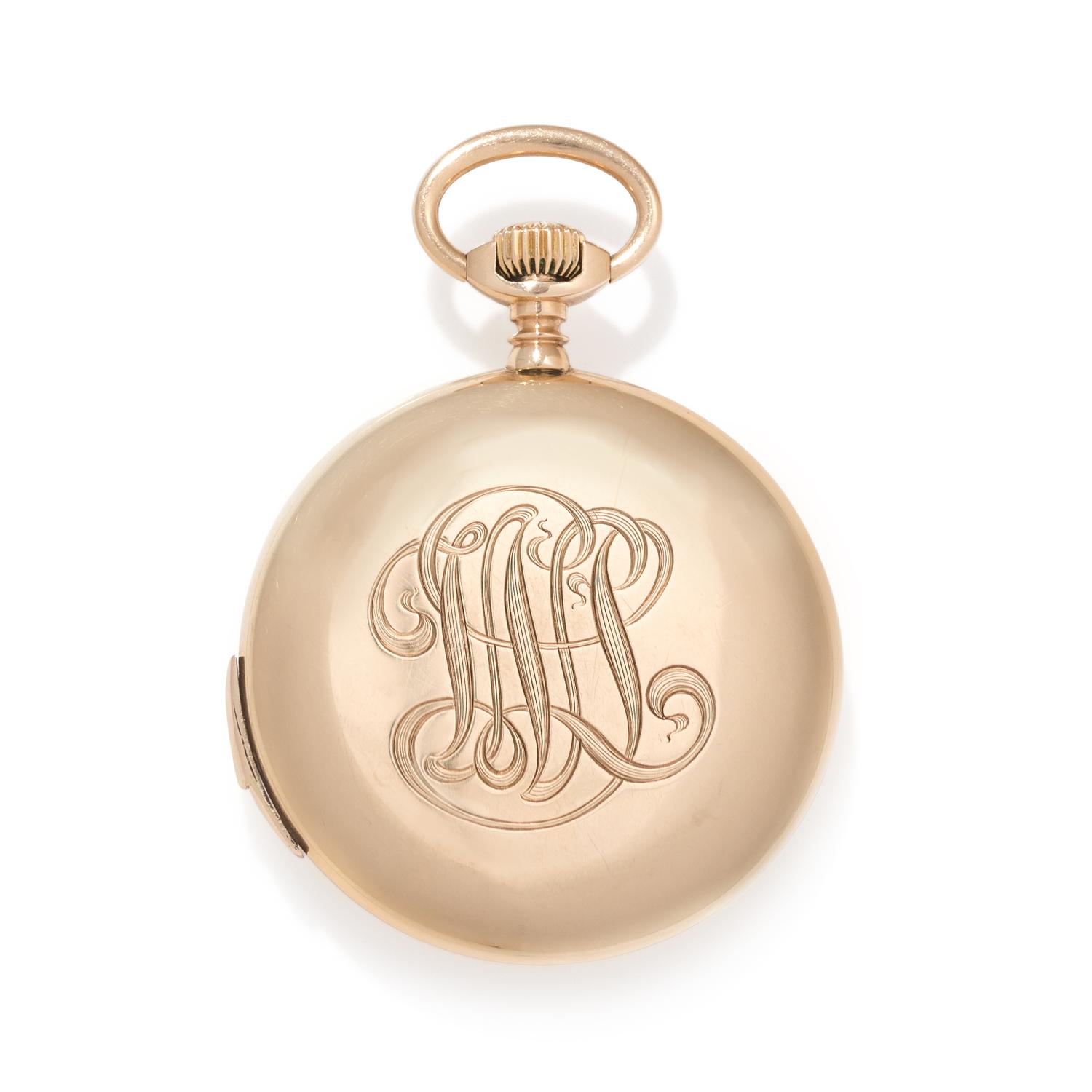 TIFFANY & CO., 14K YELLOW GOLD MINUTE REPEATER OPEN FACE POCKET WATCH