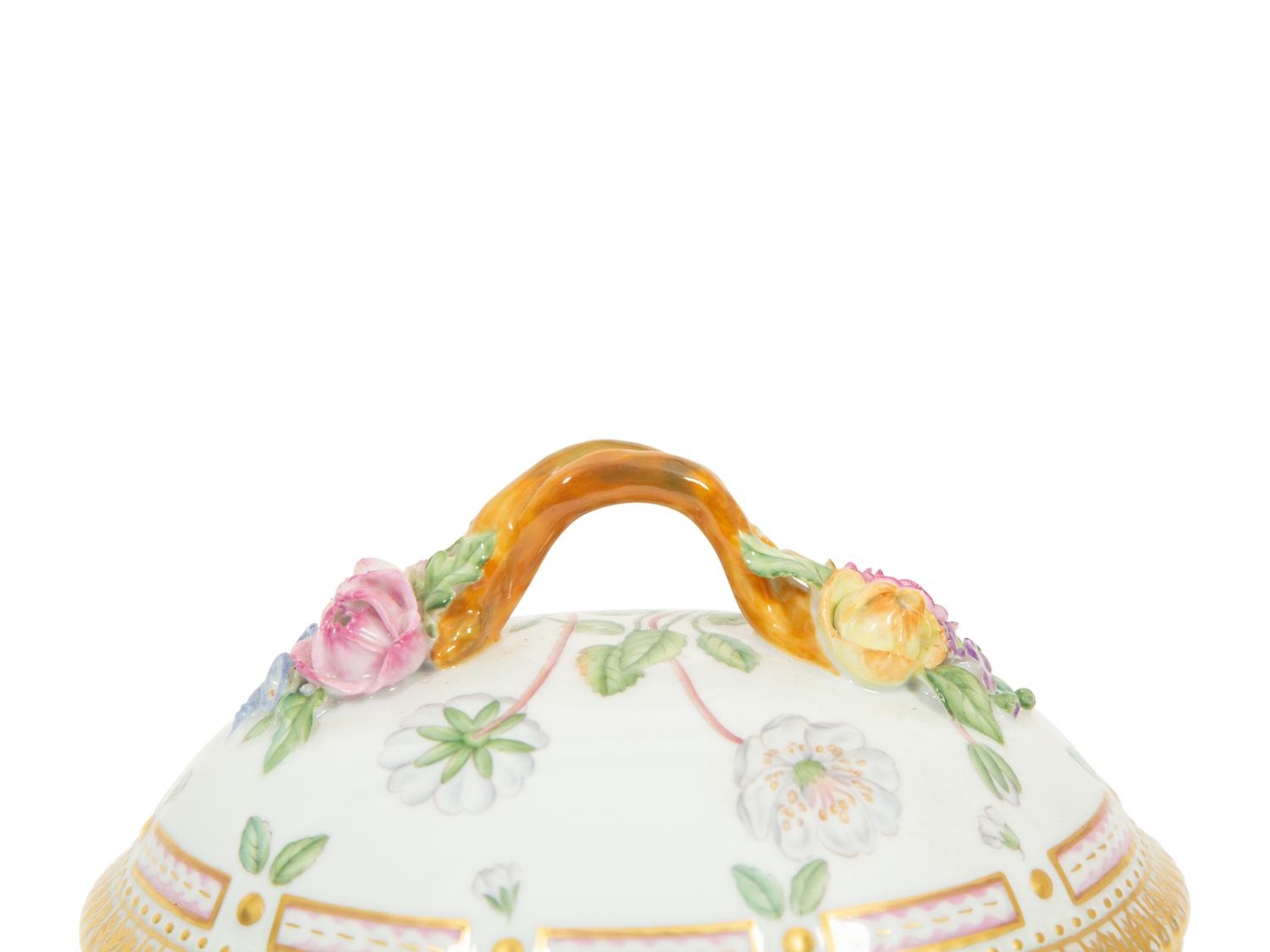 A Royal Copenhagen Flora Danica Porcelain Covered Bowl and Dish