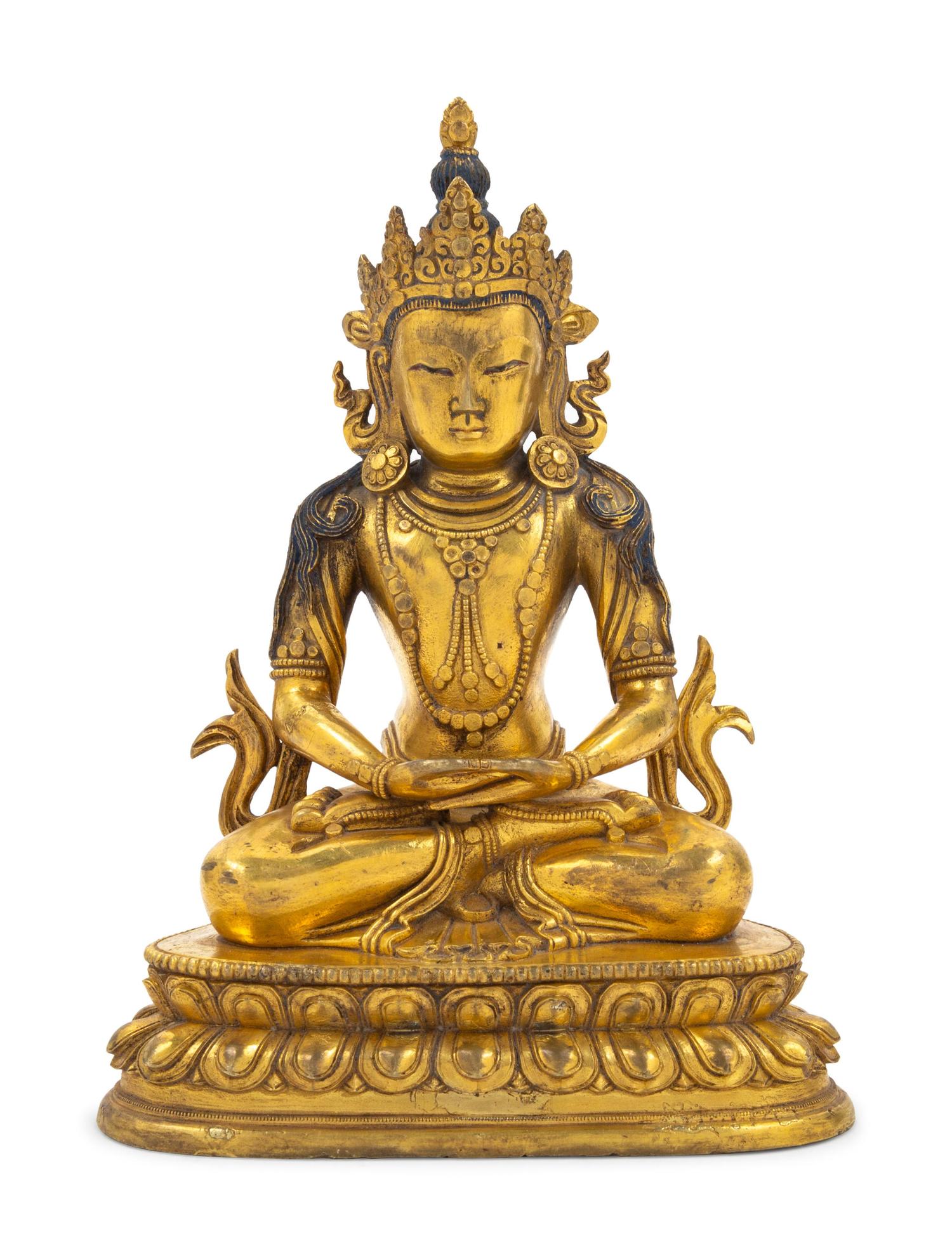 A Sino-Tibetan Gilt Bronze Figure of Avalokitesva