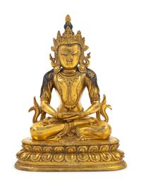 A Sino-Tibetan Gilt Bronze Figure of Avalokitesva