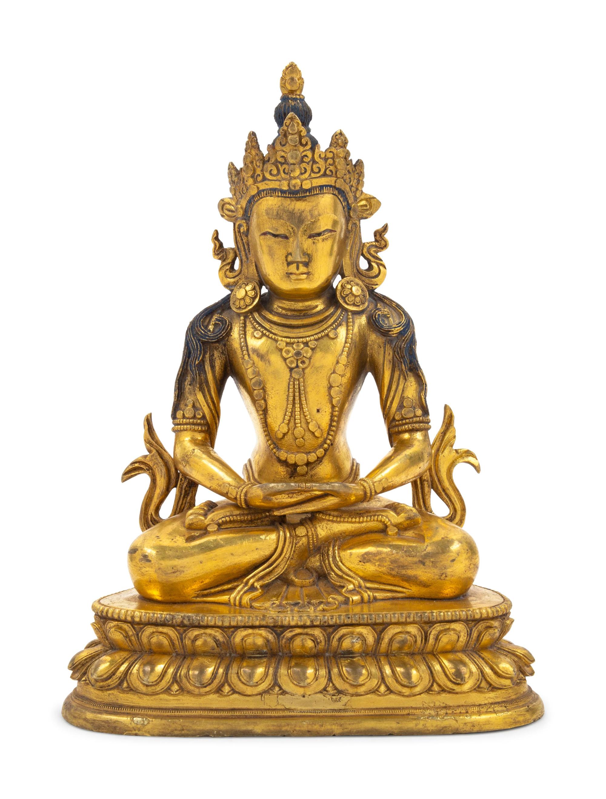 A Sino-Tibetan Gilt Bronze Figure of Avalokitesva
