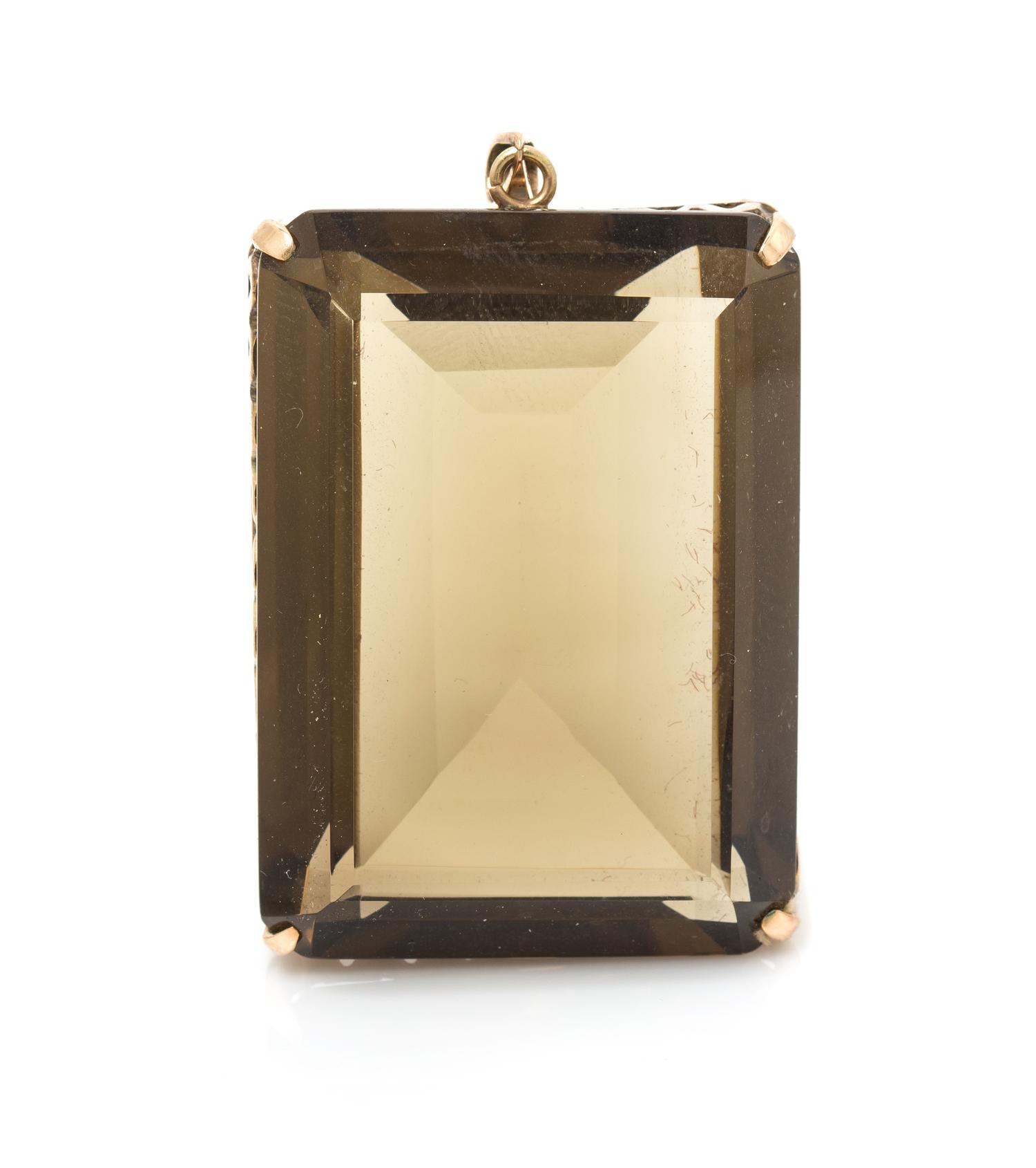 A Collection of Yellow Gold, Quartz and Diamond Pendants, 21.00 dwts.