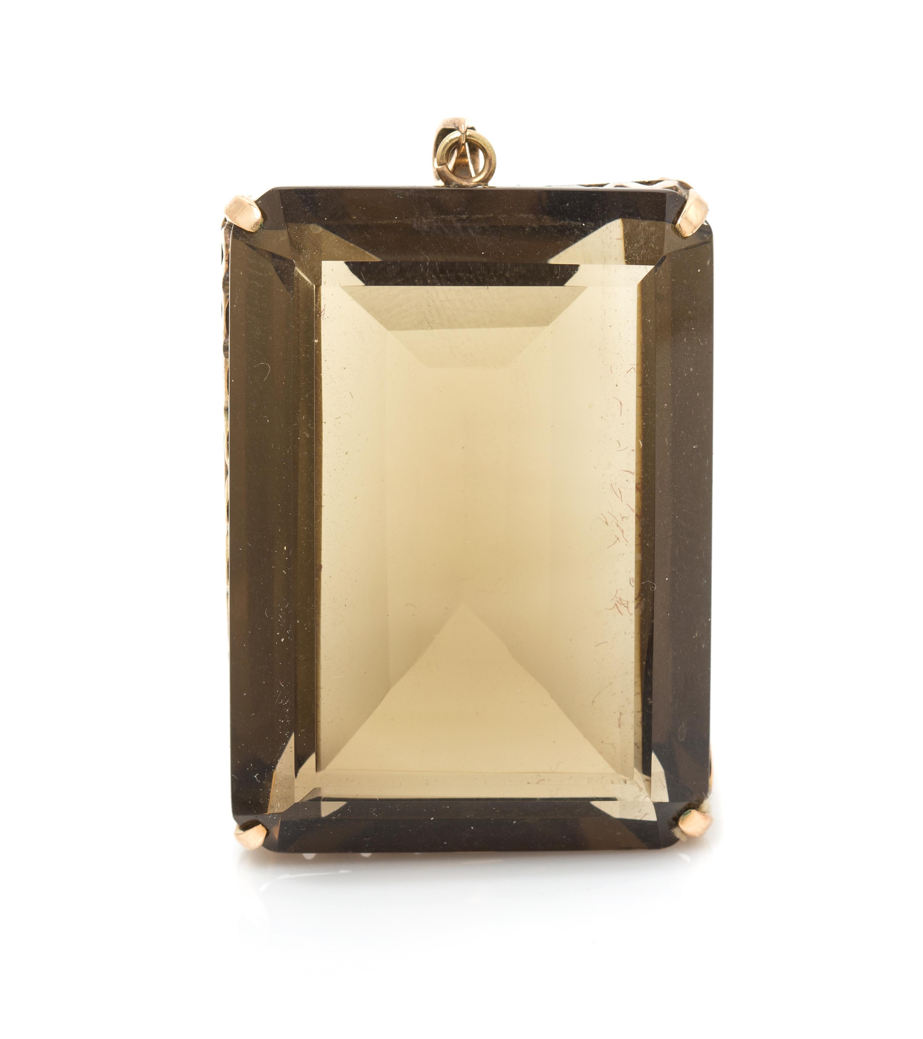 A Collection of Yellow Gold, Quartz and Diamond Pendants, 21.00 dwts.