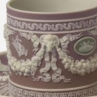 A Wedgwood Tricolor Jasperware Cup and Saucer UK, circa 1870