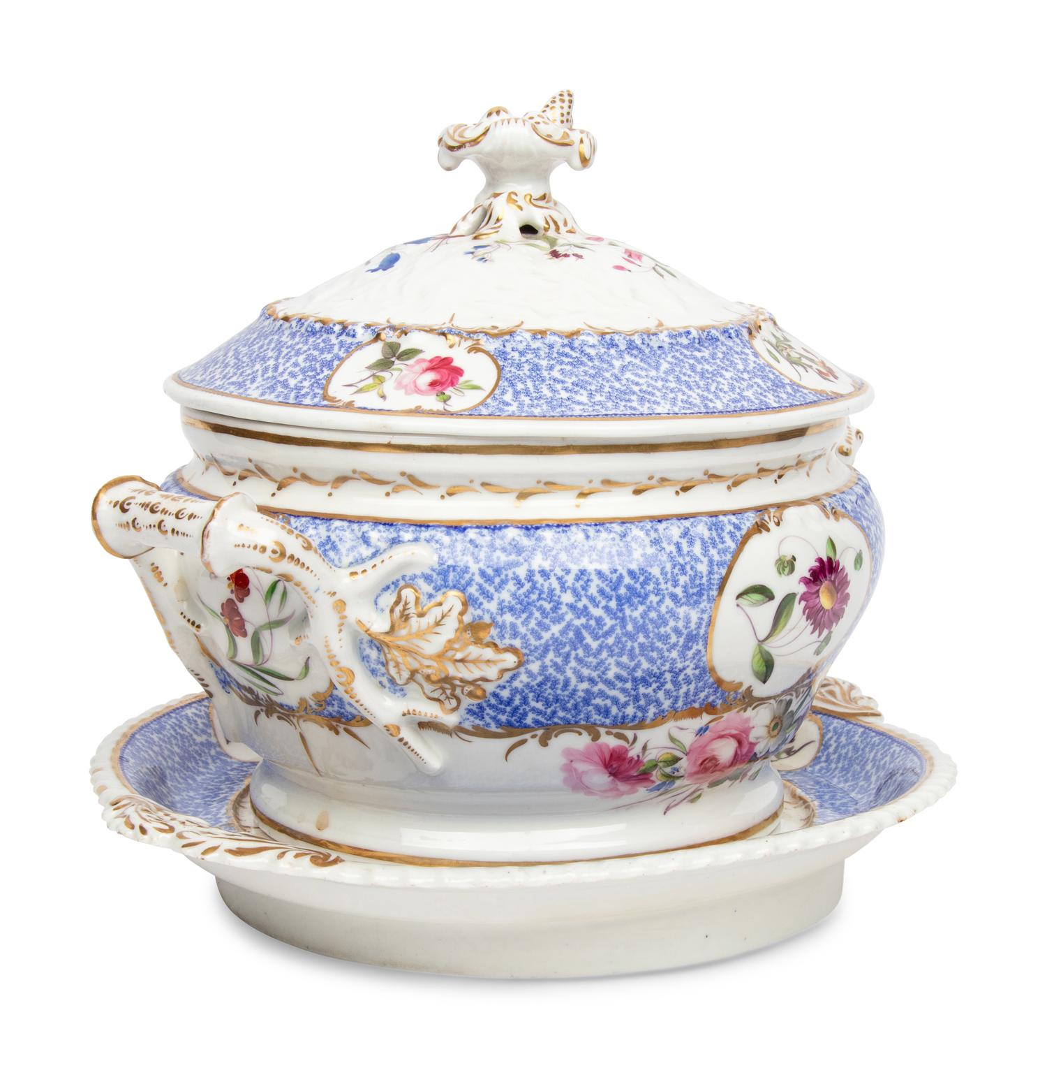 A Coalport Porcelain Tureen and Underplate