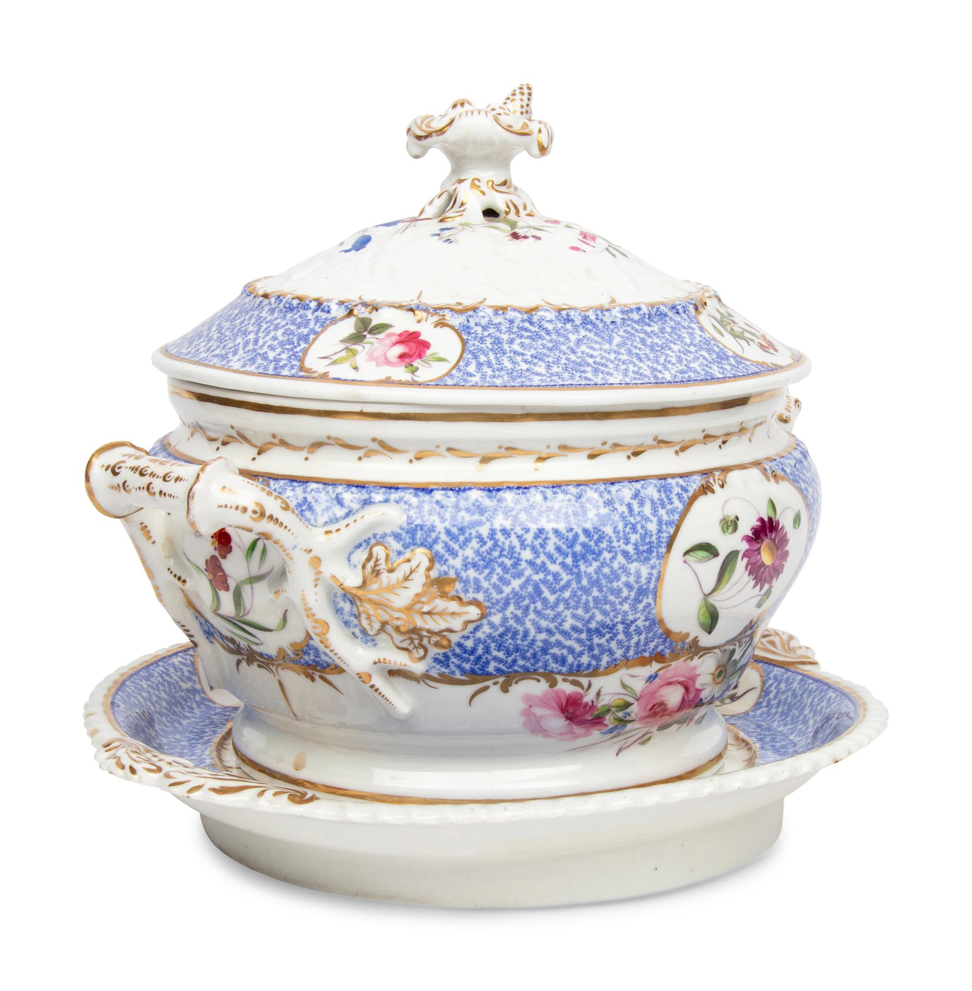 A Coalport Porcelain Tureen and Underplate