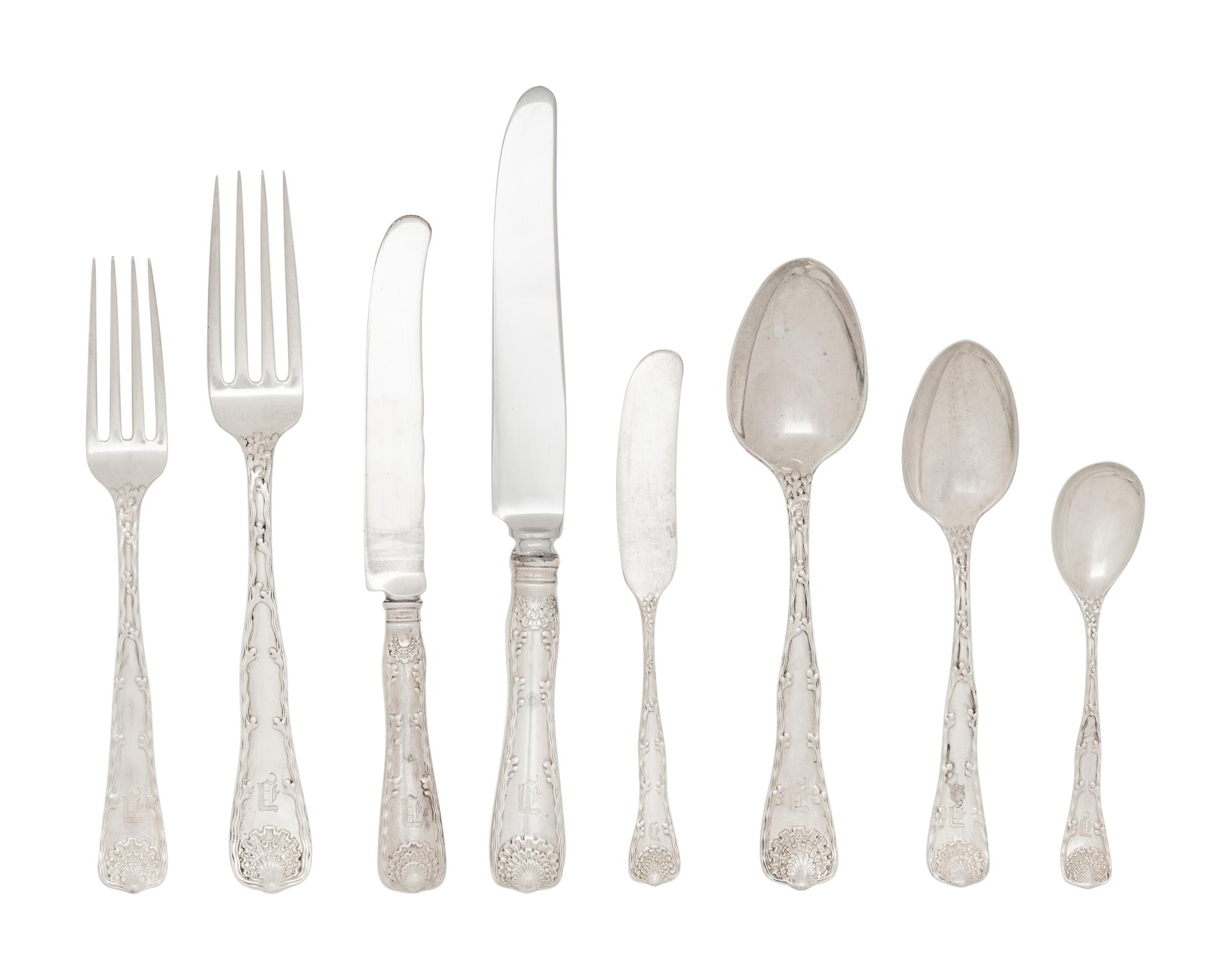 A Tiffany and Co. Wave Edge Silver Flatware Service