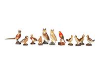 Eleven Carved and Painted Wood Bird Figures